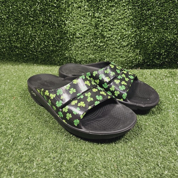 OOFOS Shoes - OOFOS OOahh Limited Shamrock Clover Athletic Recovery Comfort Slides Womens 9